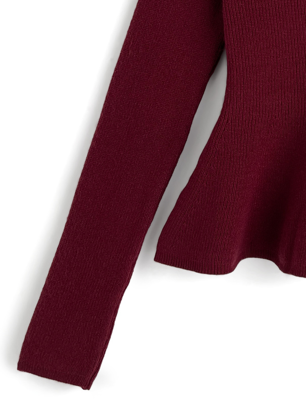 Vネックペプラムニットトップス