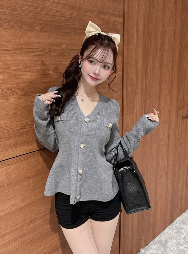 Vネックペプラムニットトップス[lt114] | レディースファッション通販