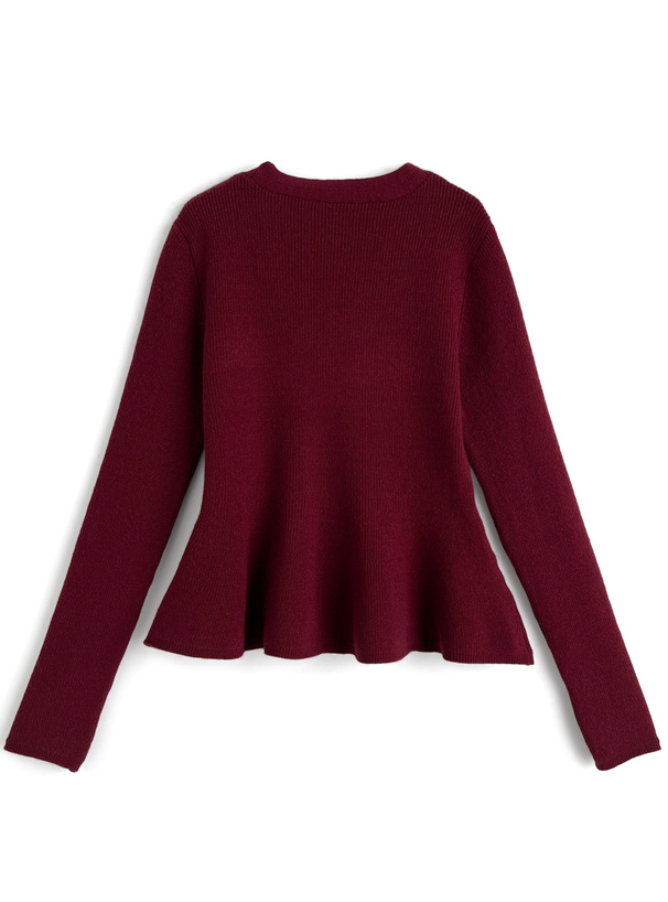 Vネックペプラムニットトップス