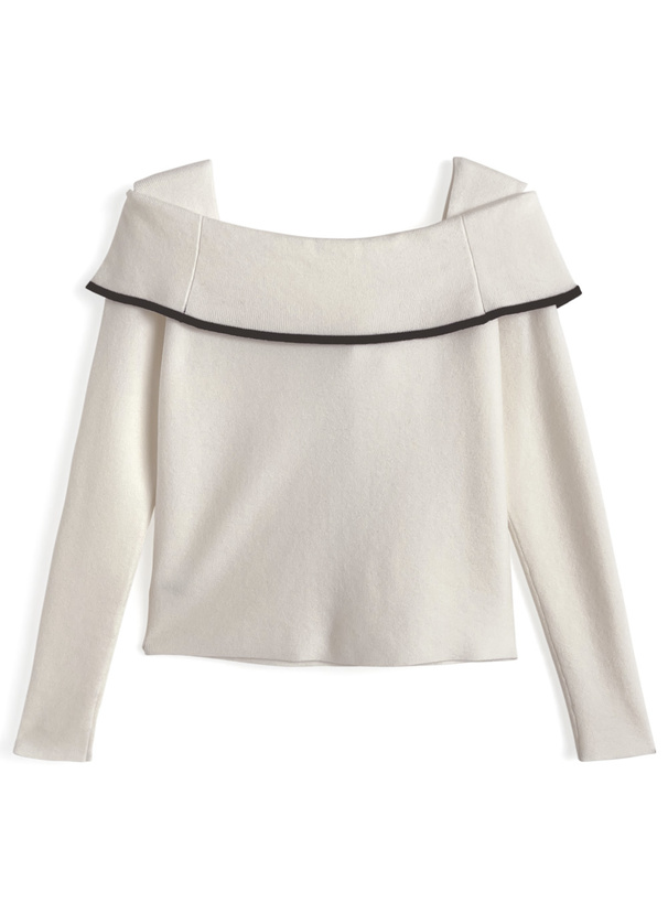 リボンモチーフ配色ニットトップス