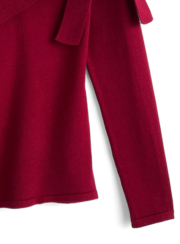 2Wayアシンメトリーリボンニットトップス