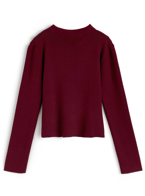 スキッパーポロニットトップス