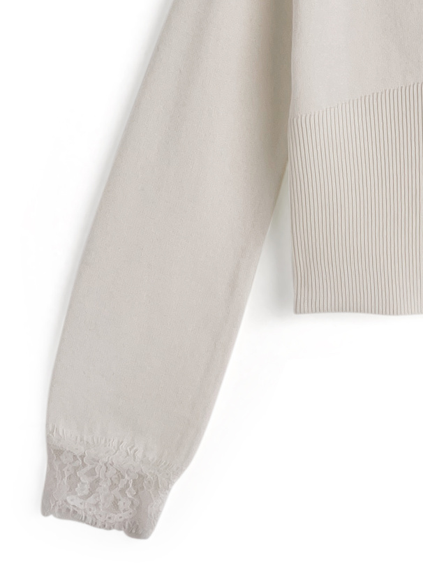 Vネックレースニットカーディガン