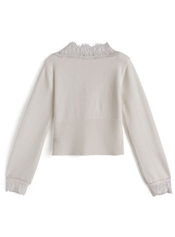 Vネックレースニットカーディガン