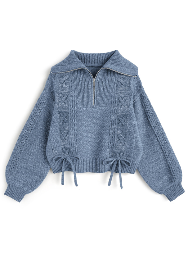 超美品　Stone  グレー ハーフジップニット　L STONE グレー ニットセーター ジップ ショールカラー ハーフジップ