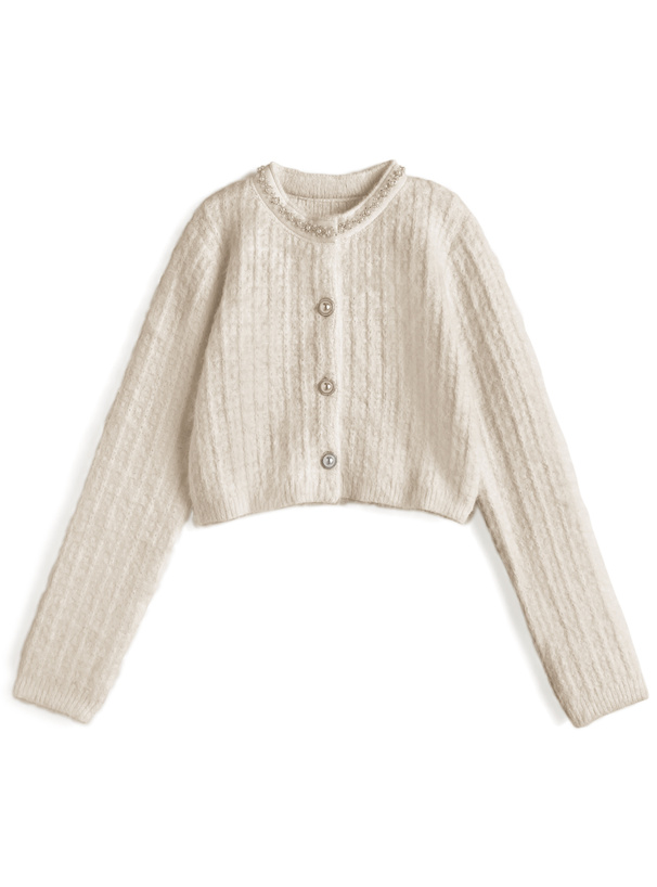 PLEATSPLEASE　パールホワイト　ハイネックカーディガン FREAK'S STORE（フリークスストア）の「フィッシャーマンハイネック