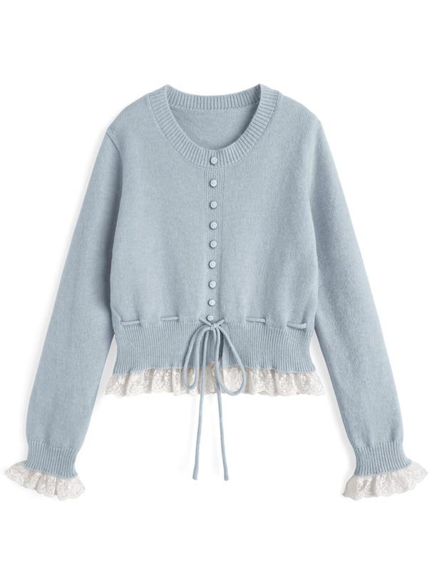 フリルレースニットトップス