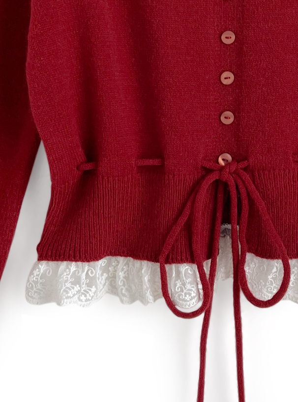 フリルレースニットトップス