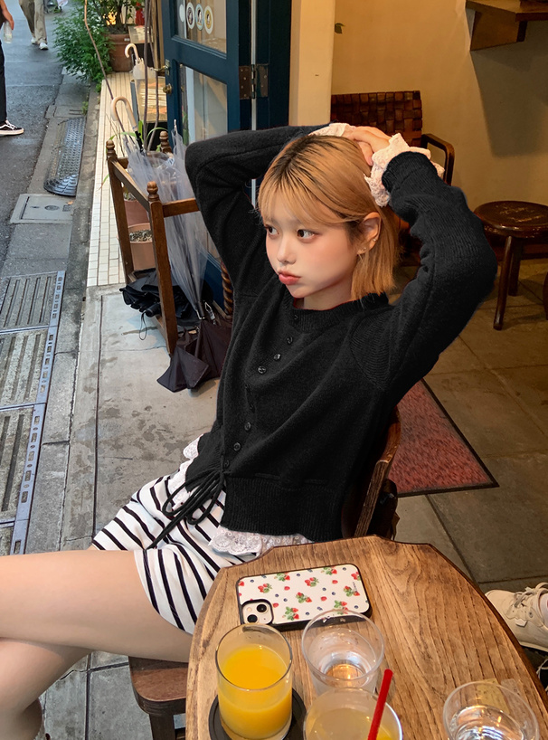 フリルレースニットトップス