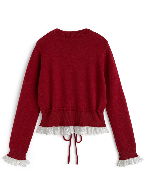 フリルレースニットトップス