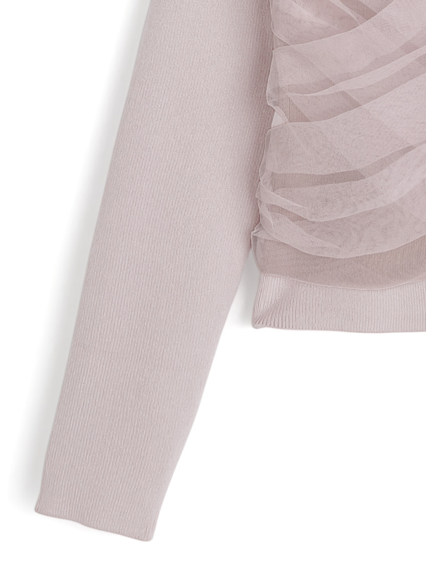 リボンチュールドレープニットトップス