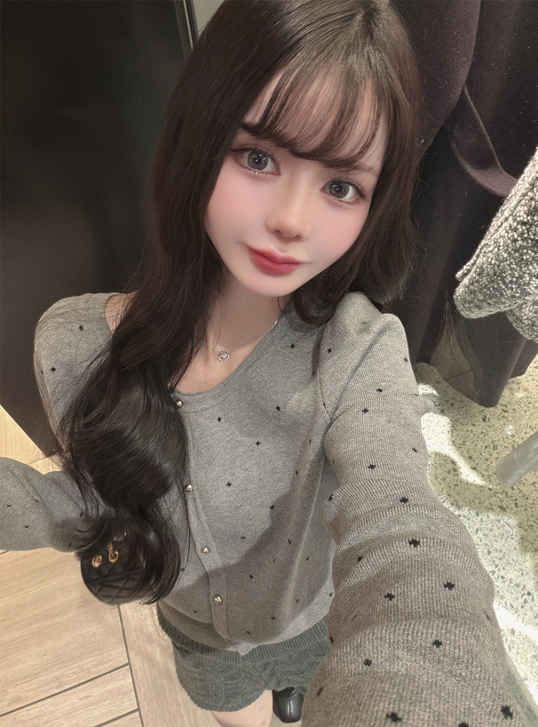 ドット柄ジャガードニットカーディガン