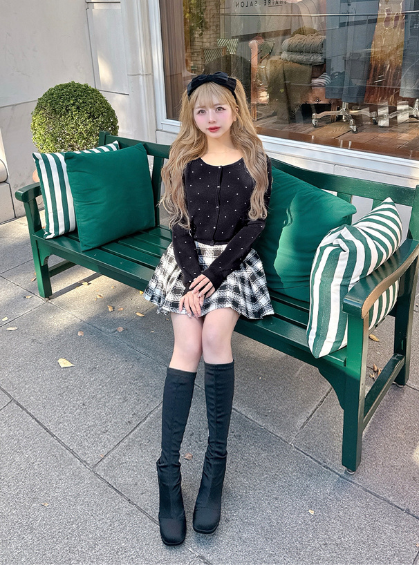 ドット柄ジャガードニットカーディガン