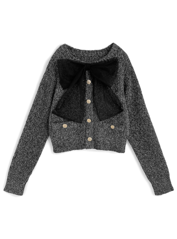 チュールリボンラメニットトップス