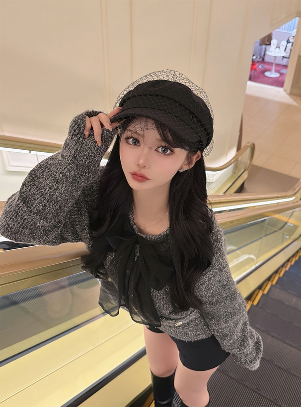 チュールリボンラメニットトップス