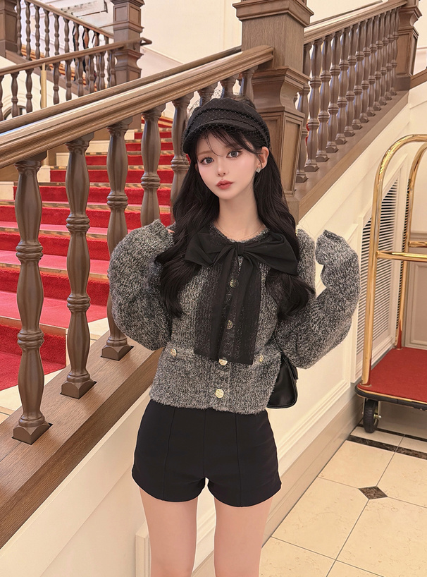 チュールリボンラメニットトップス