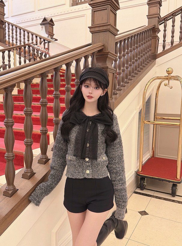 チュールリボンラメニットトップス