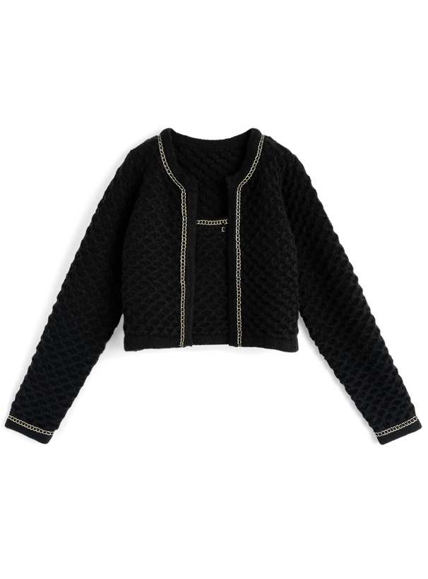 カーディガン×タンクトップワッフルニットアンサンブル