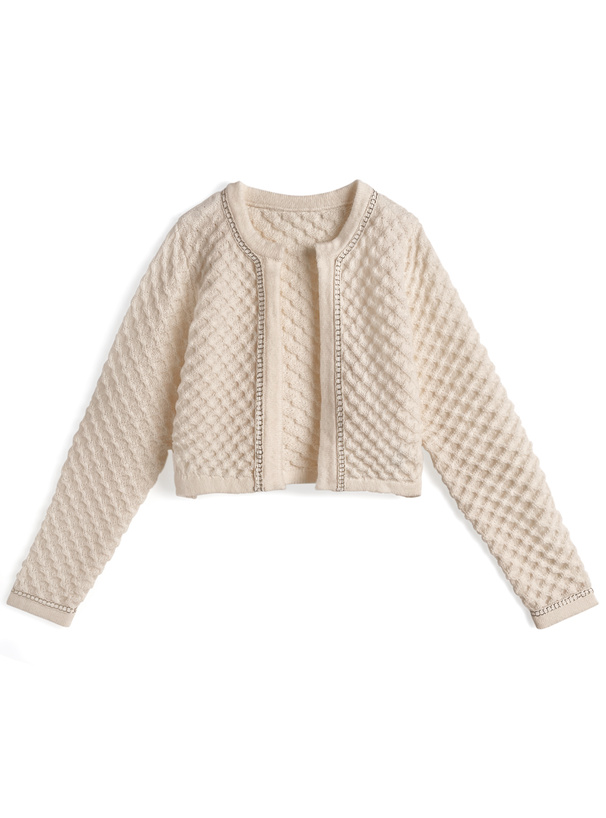 カーディガン×タンクトップワッフルニットアンサンブル