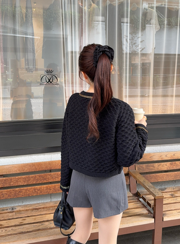 カーディガン×タンクトップワッフルニットアンサンブル