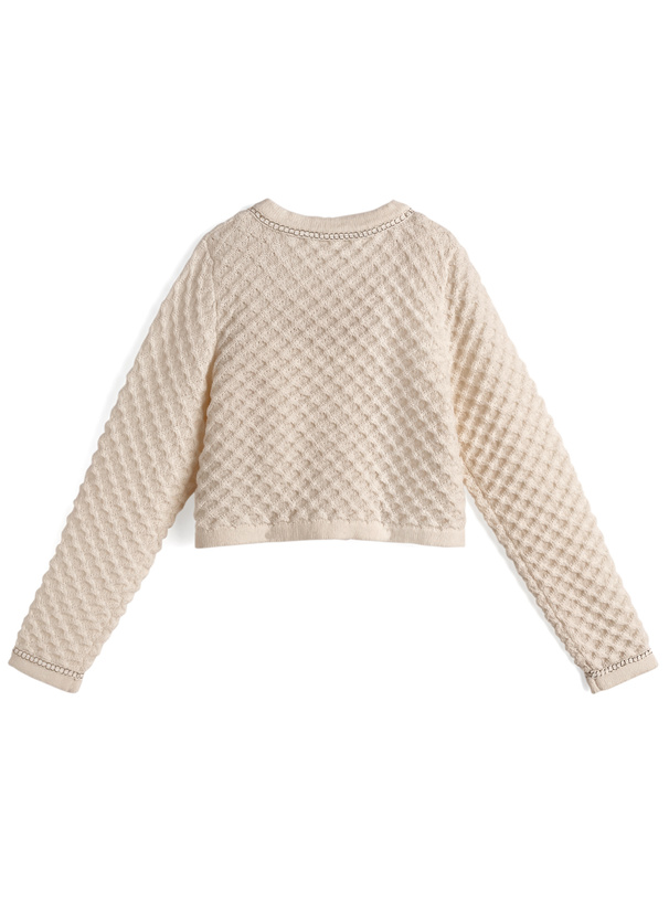 カーディガン×タンクトップワッフルニットアンサンブル