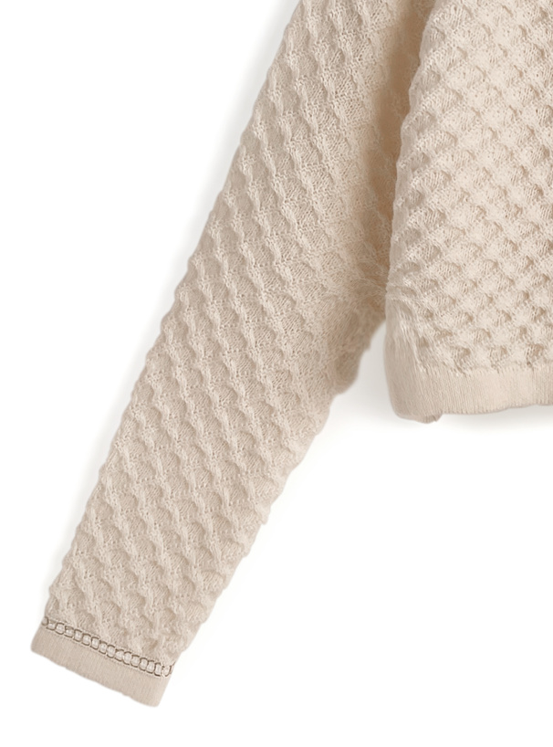 カーディガン×タンクトップワッフルニットアンサンブル