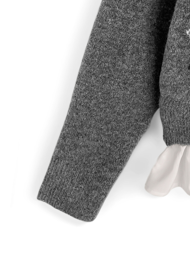 アーガイル柄フリルニットトップス