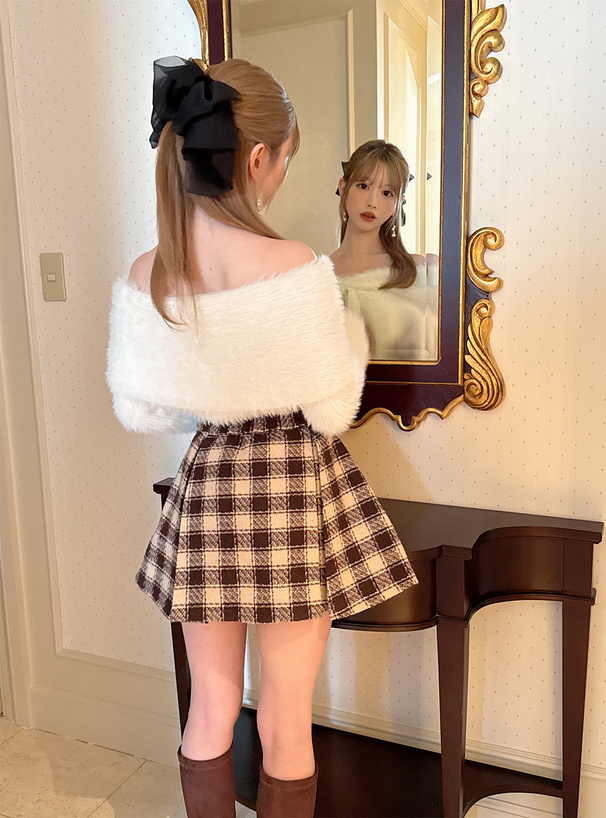 2Wayシャギーオフショルダーリボンニットトップス