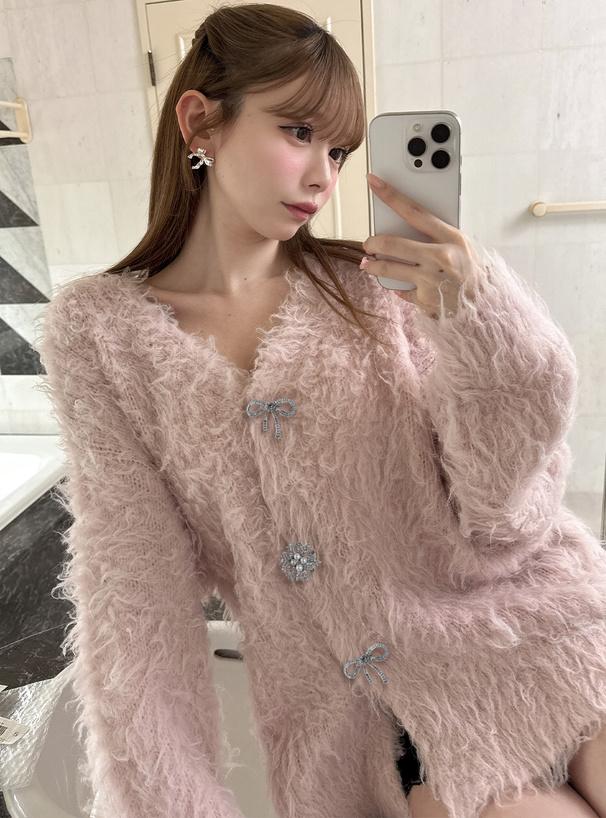 ビジューブローチ付きニットカーディガン[lt165] | レディース