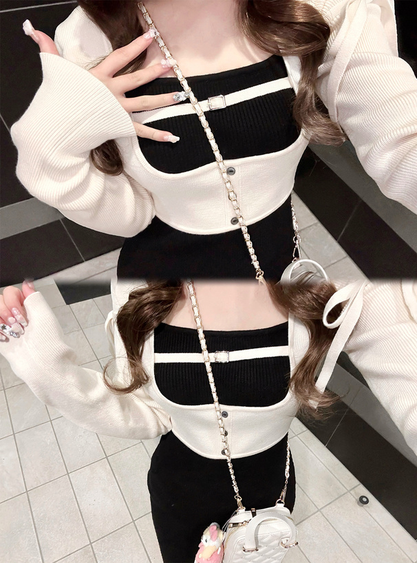 配色レイヤード風ニットワンピース