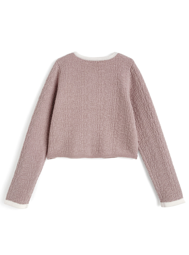 ビジューリボン配色ニットカーディガン