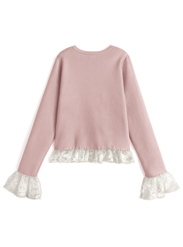 レースドッキングヘンリーネックニットトップス[lt172] | レディース