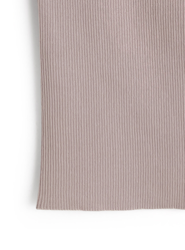 フリルドッキングワンショルダーリボンノースリーブニットトップス