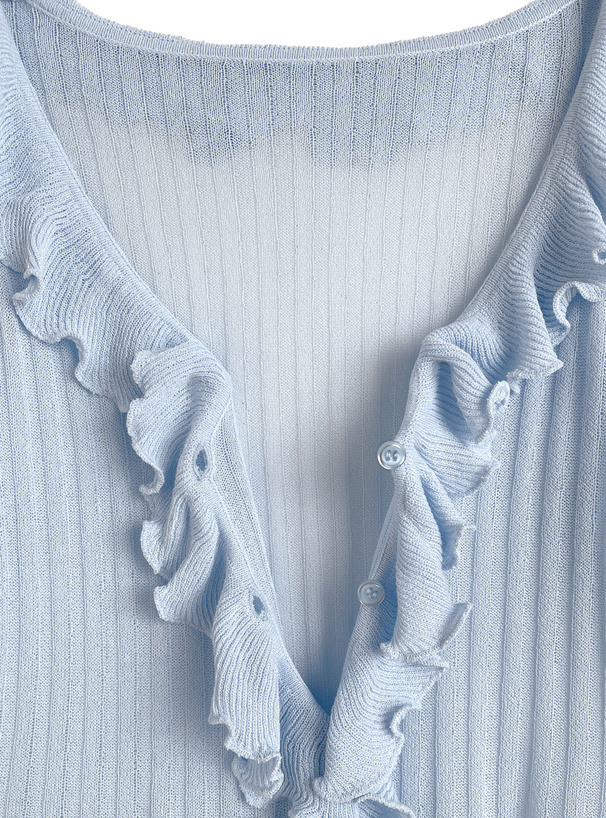 ラッフルフリルリブニットカーディガン