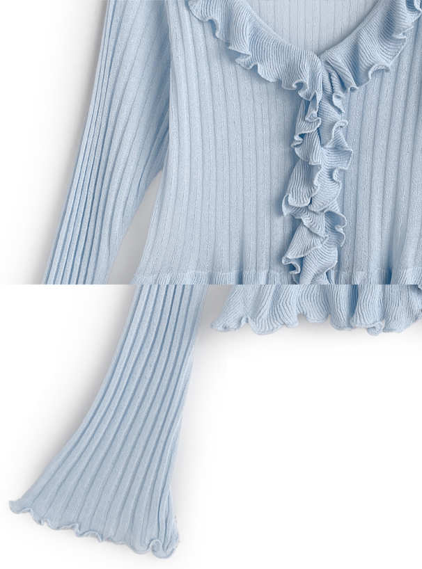 ラッフルフリルリブニットカーディガン