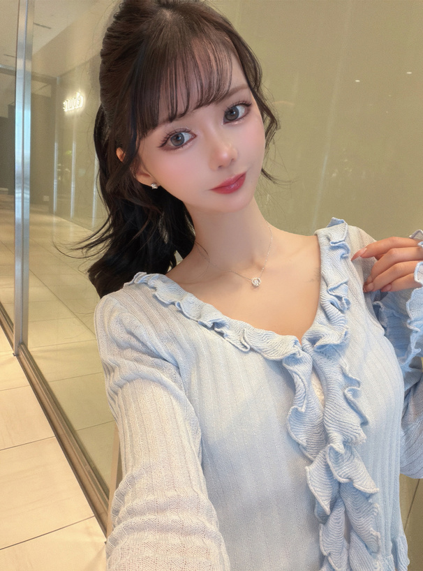 ラッフルフリルリブニットカーディガン