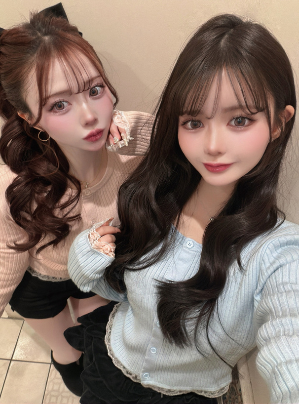 レースリブニットカーディガン