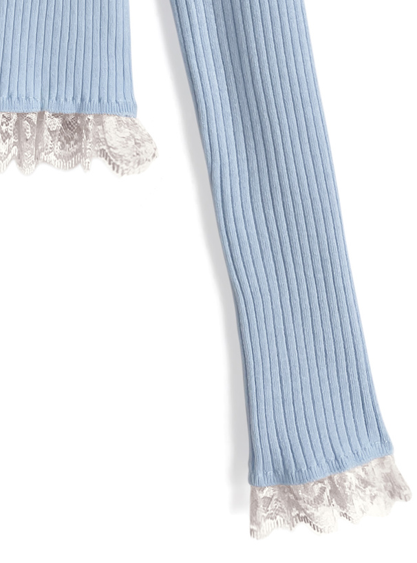 レースリブニットカーディガン