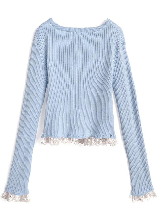 レースリブニットカーディガン