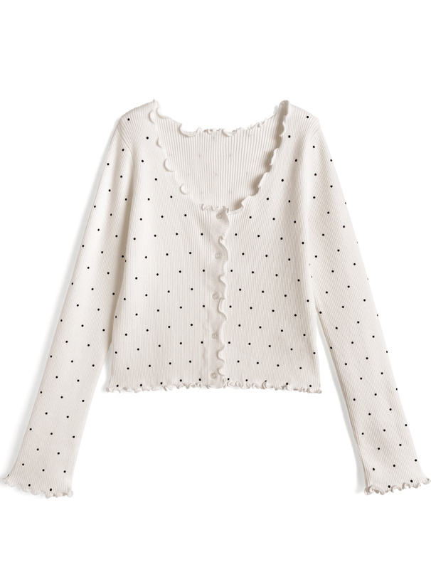 ドット柄メロウニットカーディガン