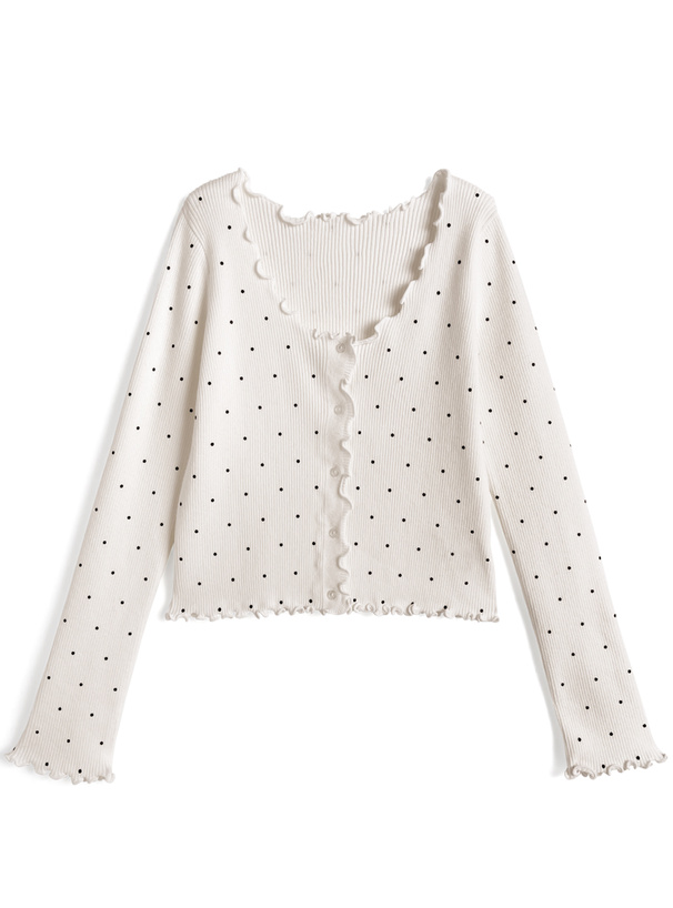 ドット柄メロウニットカーディガン