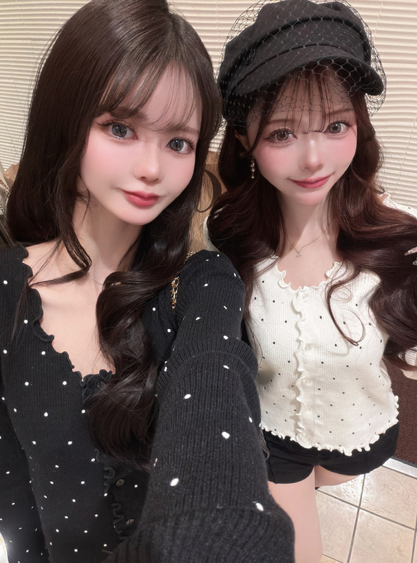 ドット柄メロウニットカーディガン