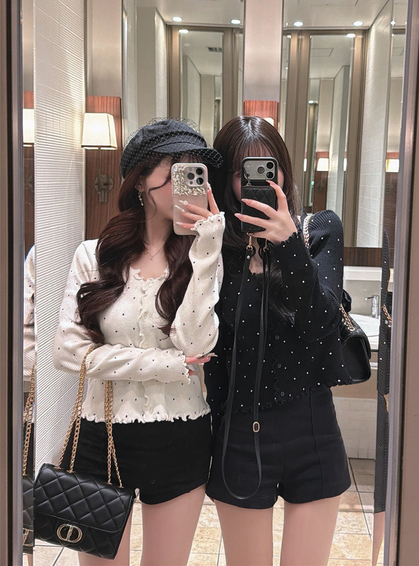 ドット柄メロウニットカーディガン