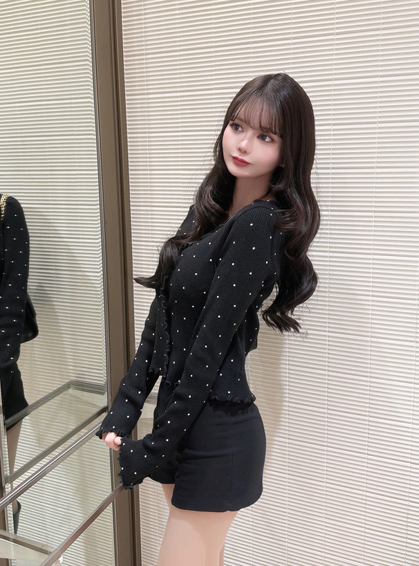 ドット柄メロウニットカーディガン