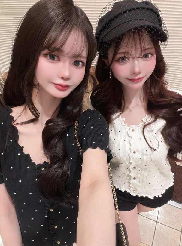 ドット柄メロウニットカーディガン