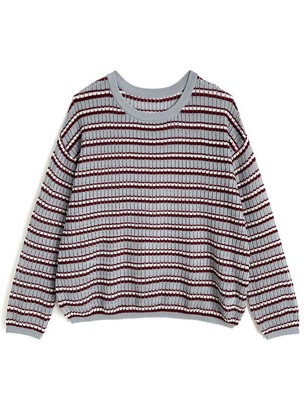 2Wayボーダー柄シアーニットトップス