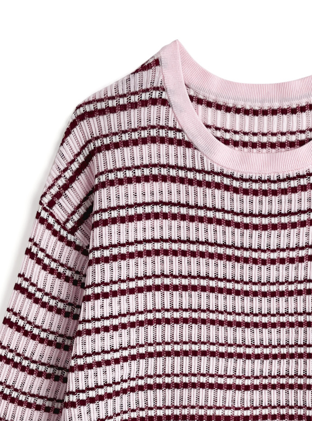 2Wayボーダー柄シアーニットトップス