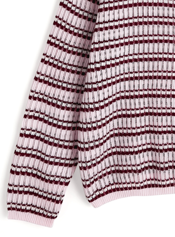 2Wayボーダー柄シアーニットトップス