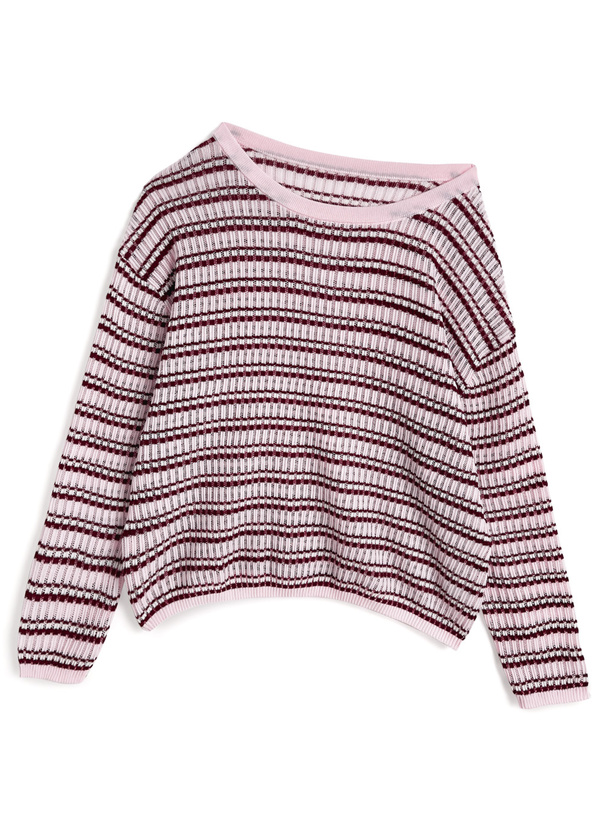 2Wayボーダー柄シアーニットトップス