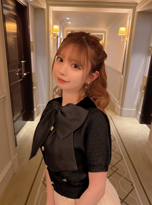 シアーリボンラメツイードニットトップス